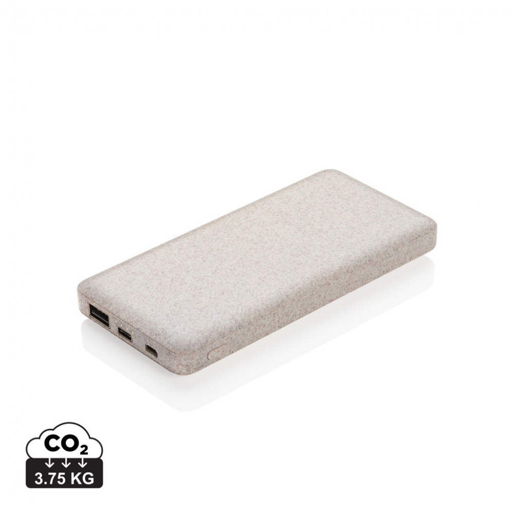 Logo trade promotional gifts picture of: 10.000 mah wheat straw powerbank